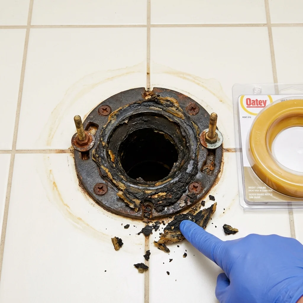 Failed wax ring showing water seepage at the base of a toilet in a West Memphis, AR home