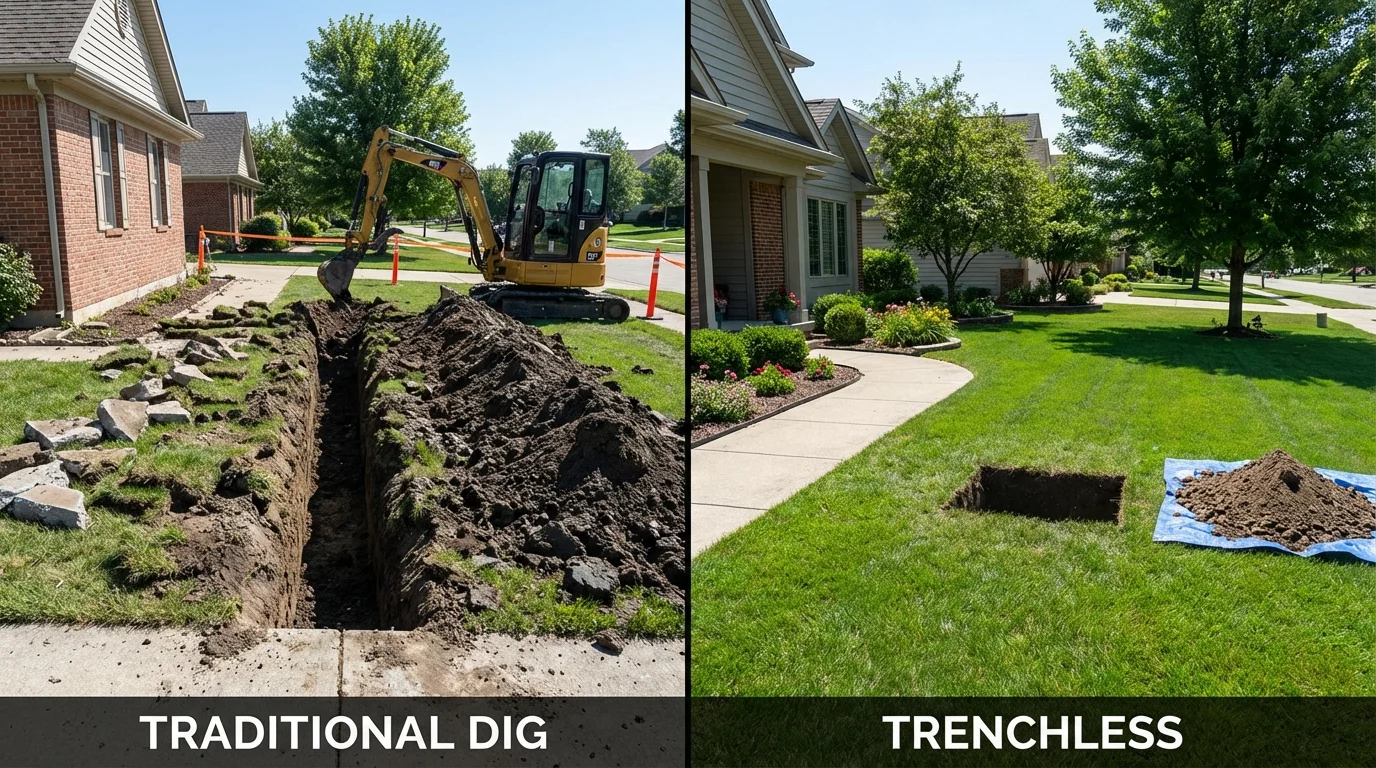 Trenchless sewer repair with minimal yard damage versus traditional excavation in West Memphis, AR